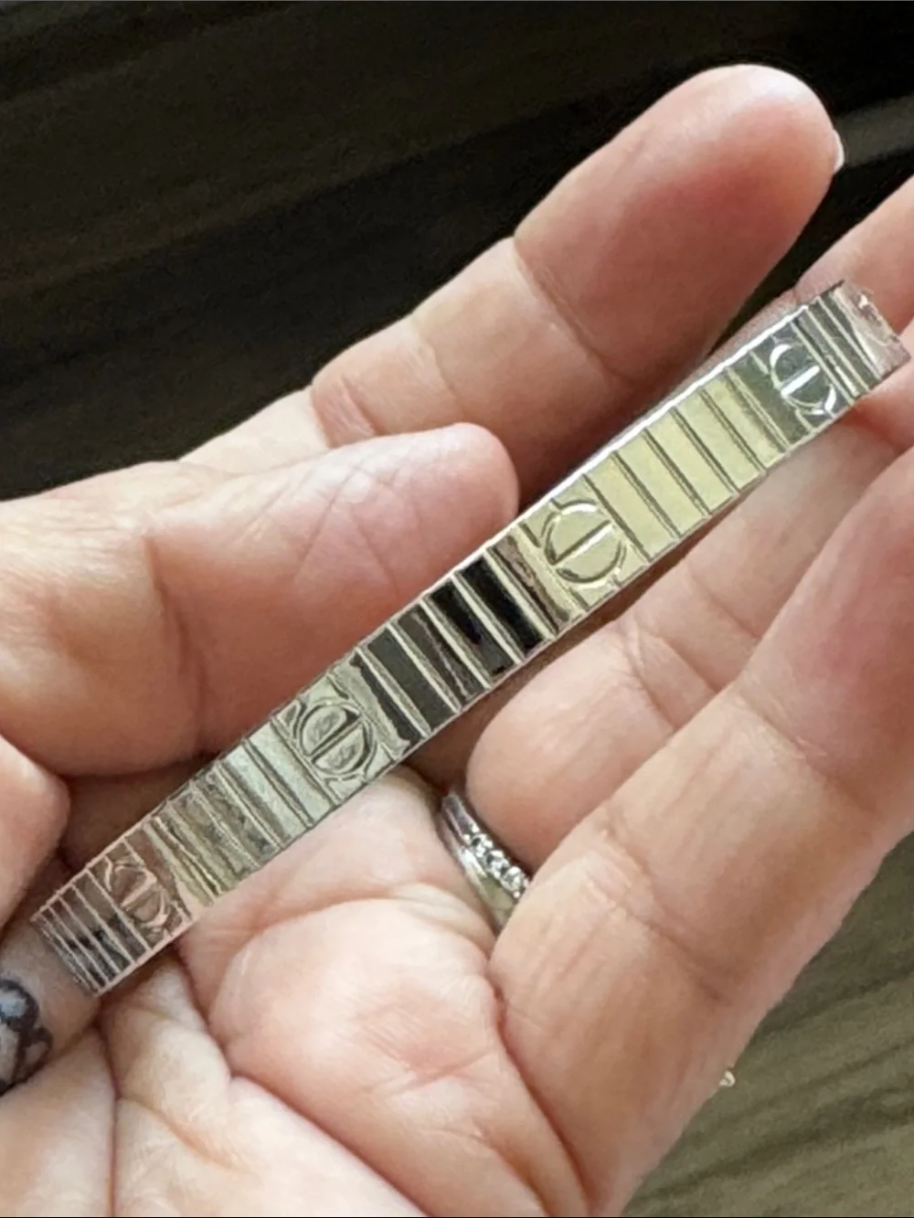 Men's Silver-Tone Screw Motif Bangle Bracelet